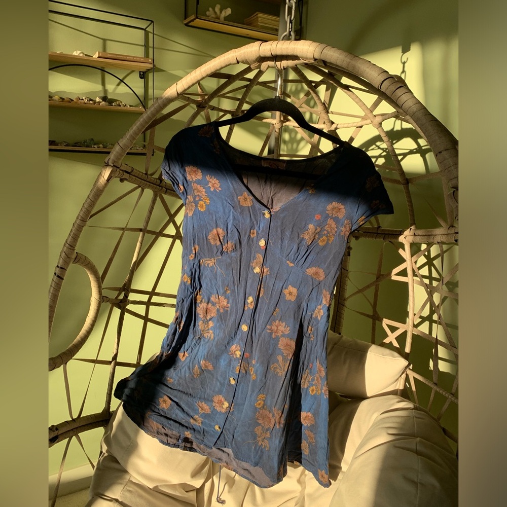 Floral Button-Front Shirt Dress - Floral V-Neck Corset Fit & Flare Dress